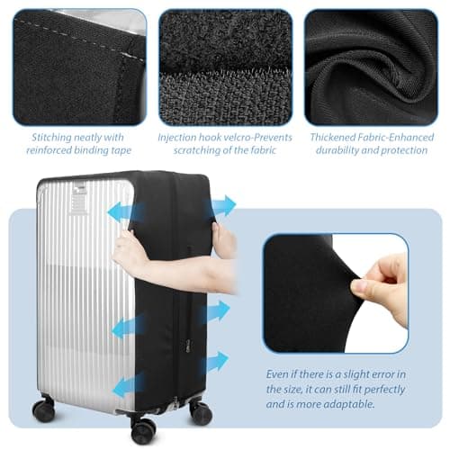 Linpr Clear PVC Suitcase Cover, Travel Luggage Protector, Black, 28 — view 4