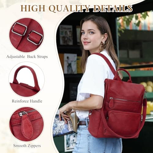 RAVUO Women Backpack,Fashion Faux Leather Anti-theft Ladies Rucksack Bag — view 3