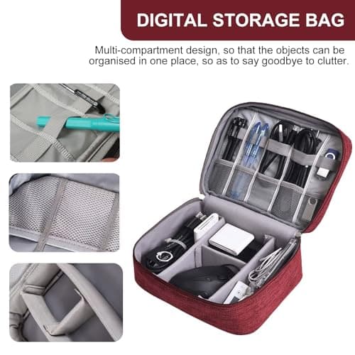 Megcdtr Electronic Organizer, Travel Cable Organiser Bag(Burgundy) — view 5