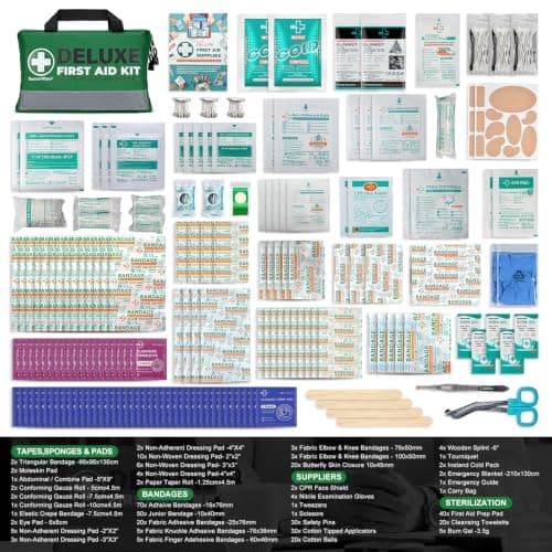 SuccorWare 380 Pieces Deluxe First Aid Kit Compact Trauma Medical Kits with Assorted Bandages, Instant Cold Pack, Emergency Blanket for Home, Travel, Office, Camping, Vehicle, Emergency Kits(Green) — view 6