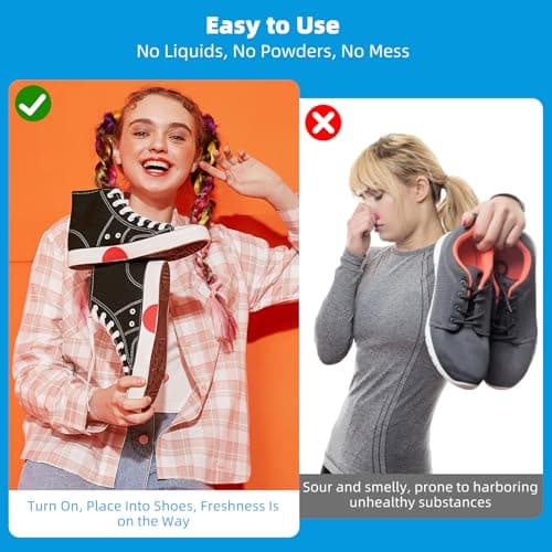 Shoe Odor Elimination with Ozone Technology, Portable Shoe Deodorizer, Fresh & Strong Mode Odor Eliminator for Shoes For Sneaker, Boot, Leather Shoes, Travel, Car, Refrigerator, Cabinet (White,2-Pack) — view 4