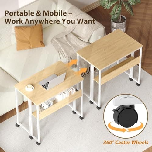 Aptliton Folding Desk, No Assembly Small Computer Desk, 80cm Portable Foldable Table for Small Spaces, Sturdy Home Office Writing Workstation for Bedroom, Study, Students (Brown) — view 4