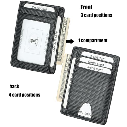 Jidyllic Men Card Holder Wallet,Slim Leather Wallet Minimalist Credit Cards Holder 8 Cards and Bank Notes Ideal for Travel 1 ID Window Minimalist Small Size (Rhombic) — view 6