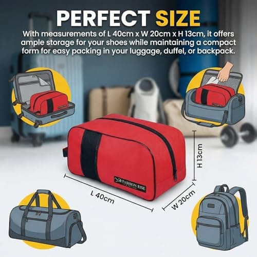 Waterproof Sports Boot/Shoe/Travel Bag for Football Cricket Rugby Golf Toiletry Gym for Men/Women (Black & Red, 2 Pcs) — view 4