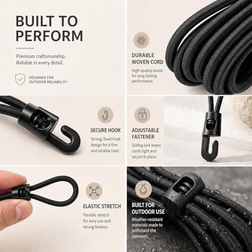 10cm Bungee Cords with Hooks – 20 Pack Heavy Duty Tarp Ties – Stretchy Elastic Tent Straps for Camping, Outdoor, Canopy, Tarpaulin & Shelter Setup — view 4