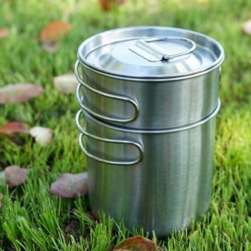 HaloModora Two piece camping pot foldable design made of 304 stainless steel, perfect for travel, mountain climbing, and outdoor cooking use — view 4