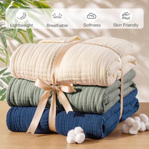 Exclusivo Mezcla 6-Layer 100% Cotton Large Muslin Throw Blanket, 130x170cm — view 4