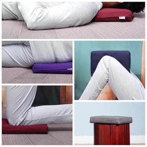 Yogan Head Cushion/Headpad (2") for Yoga/Pilates | Organic Cotton Outer Cover (Removable & Washable)| Inner Cover with Recycled Fiber Filling | 30x20x5 cm (Royal Purple) — view 4