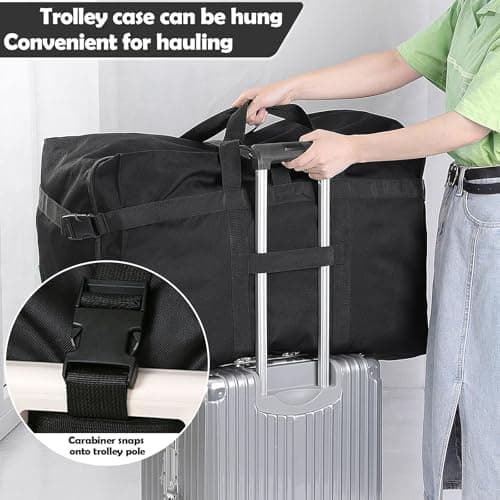 Travel Duffle Bag, Extra Large Lightweight Holdall Bag, Foldable Travel Bags with Hand Strap, Waterproof Carry Bags, for Sports Moving Daily Storage, for Men Women, 70 * 35 * 48cm, Green — view 5