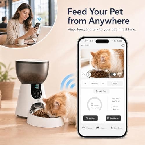 Podazz Automatic Cat Feeder with Camera, WiFi App Control, 4L Bowl — view 4