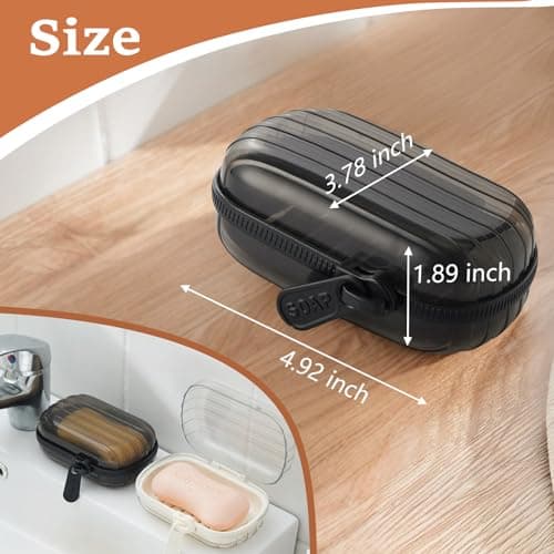 JIANGLAI Soap Dish Holder with Lid, Zipper Clip Leakproof Waterproof Travel Soap Case with Drainage, Portable Sealed Shower Soap Box, Perfect for Bathroom Shower, Travel, Camp, Gym, Outdoor, 2 Pcs — view 2