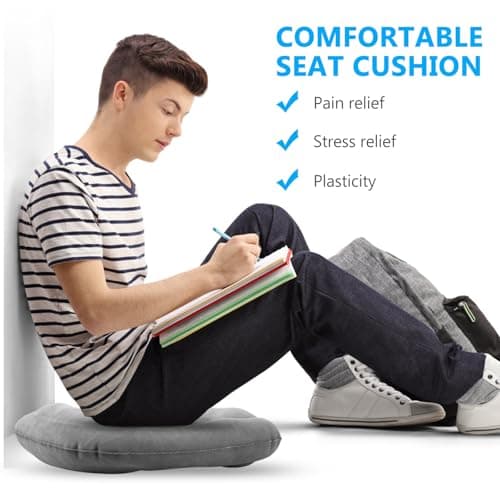 Inflatable Donut Pillow Seat Cushions, Hemorrhoid Cushion, Inflatable Cushions to Sit On, Ring Donut Cushion for Coccyx Pain Bed Sores Office Workers Drivers Pregnancy Travel Sitting,with Pump(Grey) — view 5
