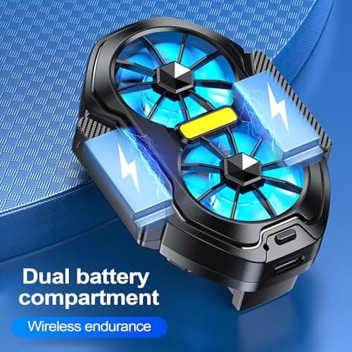 Frfik Smartphone Cooling Fan | 3.41 Inches Clip-On Phone Cooler | 2-Fan Thermal Reduction Cooling Pad | Portable Heat Sink For Mobile Gamings Dorm Travel Road Trip Students Adults Boys Girls [Android] — view 3