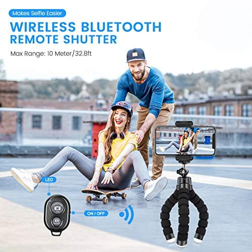 Lidasen Flexible Mini Tripod Holder with Bluetooth Control, Portable Travel Camera Mobile Phone Mount Compatible with iPhone, Android Phones, GoPro, 4-8" Smart Device — view 6