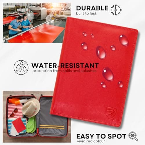 KORUMA RFID Passport Holder Travel Wallet – Water-Resistant Travel Document Organiser for Men & Women, Slim Passport Wallet for Boarding Pass, Tickets, Cards, Cash & Holiday Essentials, Red — view 4