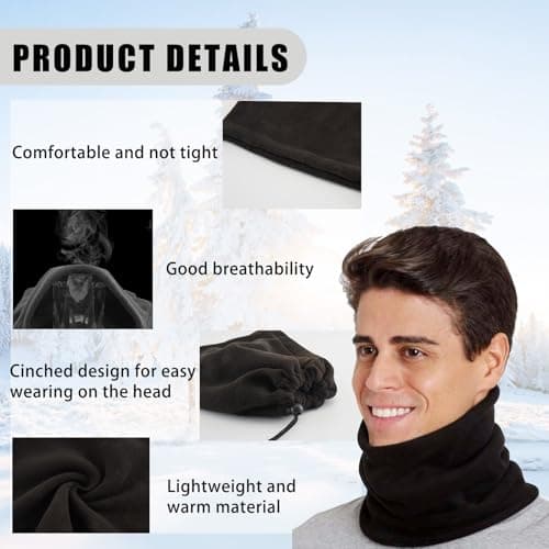 QSZHSL 4 Pack Neck Warmer Snoods for Men Women, Winter Neck Warmer Fleece Windproof Neck Gaiter Snood, Windproof Balaclava, Neck Scarf Neckwear for Outdoor Sports Motorcycle Skiing Running Cycling — view 3