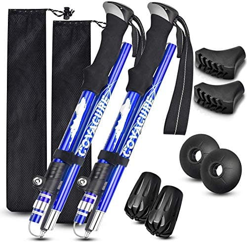 covacure Walking Poles, 7075 Aluminum Tri-fold, Adjustable Height, 2PCS