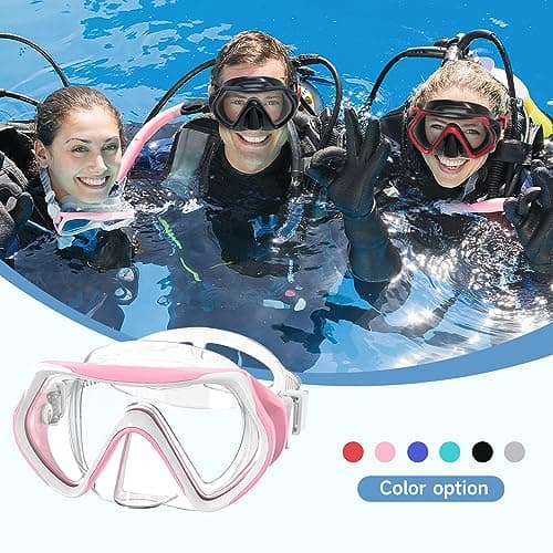 Findway Snorkel Mask,180°view Snorkelling Mask Adult & Junior, Diving mask Anti-Fog & Anti-UV Tempered Glass, Wide View Snorkel Mask, Easy Adjustable Strap Mask for Diving, Snorkelling and Swimming — view 5