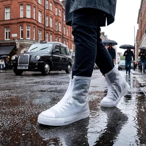 Durdiiy Waterproof Shoe Covers, Non-Slip Covers Thickened Recyclable Booties for Rain Boot Outdoor Rainproof Silicone Keeps Shoes Dry In Rainy Days Suitable For Walking And Cycling (XL（EUR 41-42）) — view 2