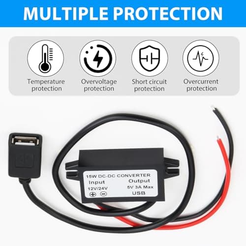 Lueden DC-DC Converter 12V/24V to USB 5V 3A Adapter DC-DC Step Down Adapter — view 5