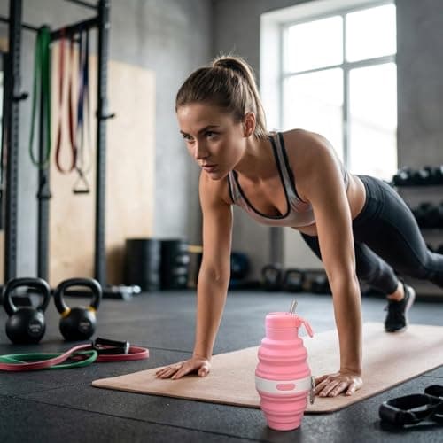 ZISHAN Collapsible Water Bottle, Foldable Water Bottle for Travel and Outdoor Activities, Portable Hydration Solution with Suction Nozzle, Pink Silicone Design Collapsible Cup for Gym and Commuting — view 4