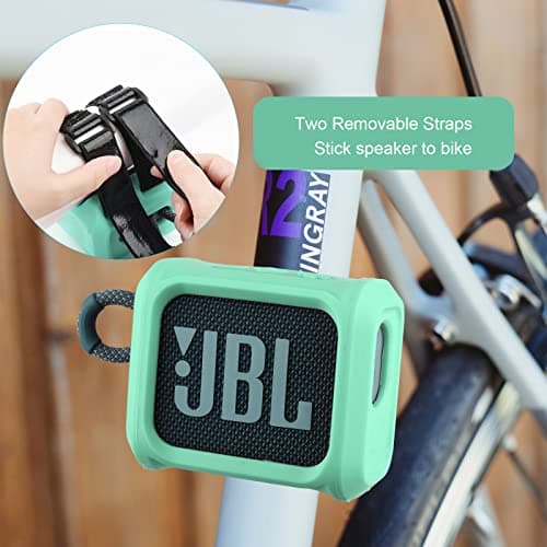 TXesign Silicone Case for JBL Go 3 Portable Speaker with Removable Strap for Bike Golf Cart Travel Carrying Case Protective Sleeve Speaker Cover(Mint Green) — view 4