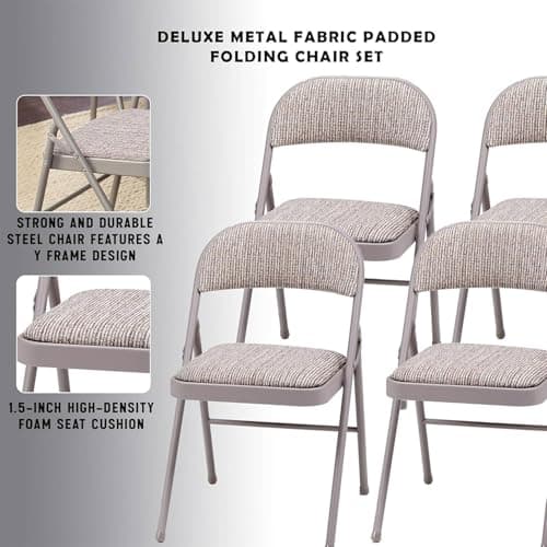 JupiterJX 6x Heavy Duty Foldable Chairs With Folding Table 6ft, Lightweight And Portable Camping Table For Catering, Party Indoor & Outdoor Durable Dining Set (6 Pack Chairs With Folding Table) — view 4