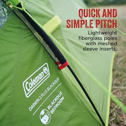 Coleman Tent Darwin 3 Plus BlackOut | Compact 3 Man Dome Tent | Special Darkened Bedroom | Lightweight Camping, Festival and Hiking Tent | 4500mm Waterproof | 3 Person | with Sewn-in Groundsheet — view 6