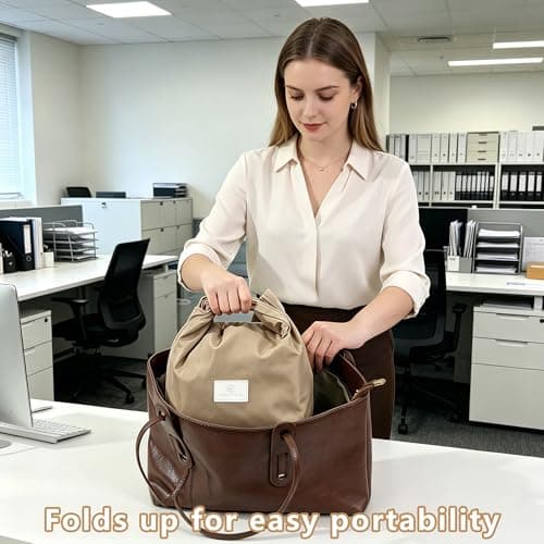 Winsegom Roll-Top Insulated Lunch Bag, 10L Waterproof Thermal Cooler Tote Bag, Reusable Leakproof Lunch Box for Men Women, Practical Food Storage Handbag for Work School Picnic Travel (Khaki) — view 4