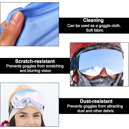 Sinbana 4pcs Ski Snowboard Goggle Cover Sleeves, 4 Snowy Mountains Patterns Polyester Ski Goggle Lens Cover Protectors for Adults Kids Travel Storage Accessories Scratch-Resistant & Dust-Resistant — view 5