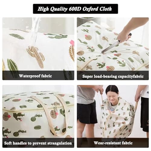 SEPSCO Clothes Storage Bag Large 2Pcs, Duvet Storage Bags King Size With Zips Foldable Thicken Nonwoven Fabric Moving Packing Totes Bag for Comforters Quilt Blankets Bedding Cushion Travel (Grey) — view 3