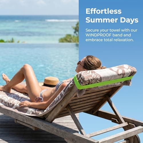 Elastic Beach Towel Bands for Sun Loungers, Windproof Towel Clips Alternative, Portable Sunbed Towel Straps Holder for Pool, Cruise and Beach Chairs（8pcs） — view 5