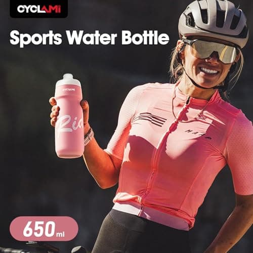 Bicycle Water Bottles, 650 ml, Lightweight, BPA-Free, Leak-Proof, Squeeze Cycling Bottle for Cycling, Fitness, Hiking, Swimming (Pink) — view 2