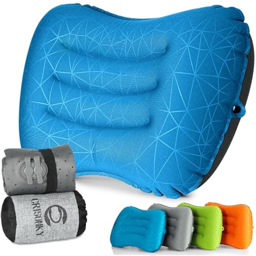 Crisonky Camping Pillow,Ultralight Inflatable Travel Pillow for Backpacking