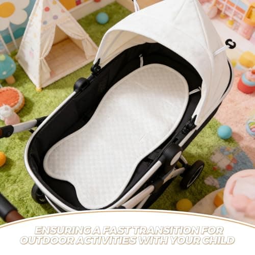 OSOLADY Baby Cooling Mat, Liner Toddler Seats Pad, Portable Cooler Cushion for Toddlers and Babies Outdoor Travel White — view 3