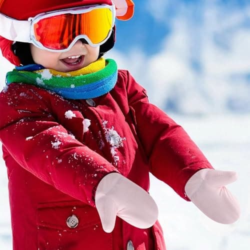 Fjquamitix Kids Warm Gloves Winter Waterproof Snow Mittens Warm Fleece Lined Gloves for Girls Boys Adjustable Wristband Thermal Mittens for Skiing Outdoor Causal Use (Pink, M(2-4Y)) — view 6