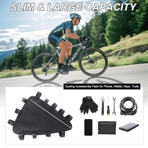 COZIIESKE 1680D Waterproof E-Bike Triangle Battery Bag for 36V-72V Bike Frame,Rigid Plates Stop sag,Fits 39x26x8/49x46x11cm Battery Packs,3-Strap Mount for Trails — view 2