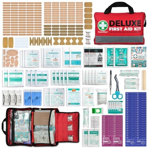 SuccorWare 380 Pieces Deluxe First Aid Kit Compact Trauma Medical Kits with Assorted Bandages, Instant Cold Pack, Emergency Blanket for Home, Travel, Office, Camping, Vehicle, Emergency Kits(Red) — view 2