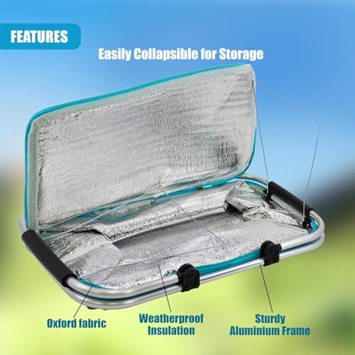 The Magic Toy Shop 35L Light Blue Cool Bag - Versatile Insulated Picnic Basket & Collapsible Cooler Box with Sturdy Aluminium Frame - Spacious Folding Design for Camping, Shopping & Outdoor Adventures — view 5