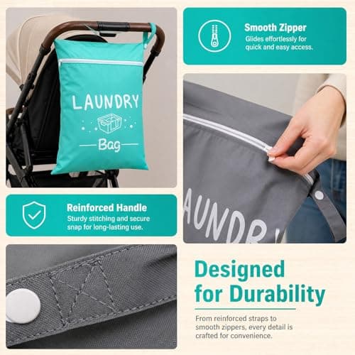 2 Pcs Travel Laundry Bag, Waterproof Wet Bag for Swimming, Lightweight Small Laundry Bags for Travelling, Dirty Clothes Bag with Zipper for Gym, Camping, Holiday — view 6