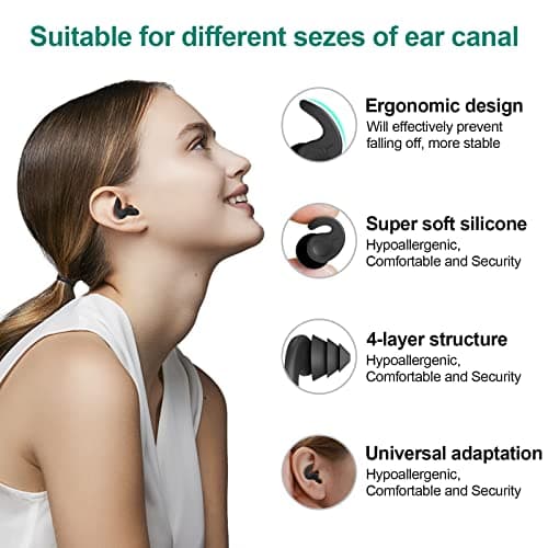 FNGXX Swimming Ear Plugs, 3 Pairs Waterproof Reusable Silicone Swim Earplugs for Swimming Surfing Snorkeling and Other Water Sports (Adults & Teens 14+) — view 2