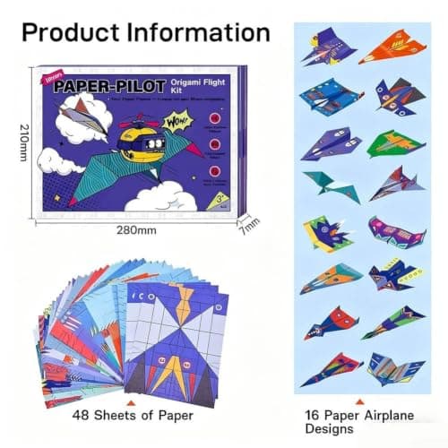Paper Planes Activity Set for Children Boys Girls Includes Book Guide and 48 Sheets Multicolored Paper Creative DIY Toy for Rainy Day Crafts(48pc) — view 2