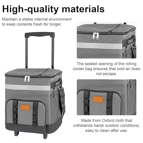 SUNNYNEST 35L Rolling Cooler Bag with Wheels Insulated Portable Tote — view 4