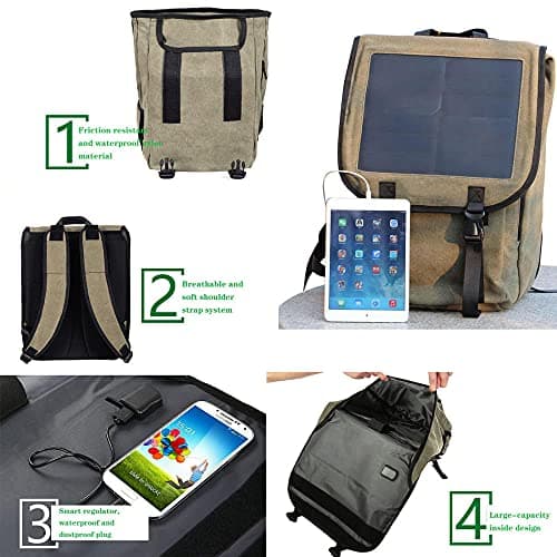 GQYYS Solar Backpack Foldable Hiking Daypack, with 5V Solar Panel and USB Port to Power All Your Devices, 30L Hiking Backpack Water Resistant Outdoor Sports Travel Daypack Lightweight — view 3