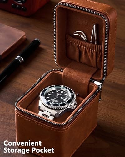 ProCase Single Watch Travel Case for Men, Portable Watch Holder -Brown — view 2
