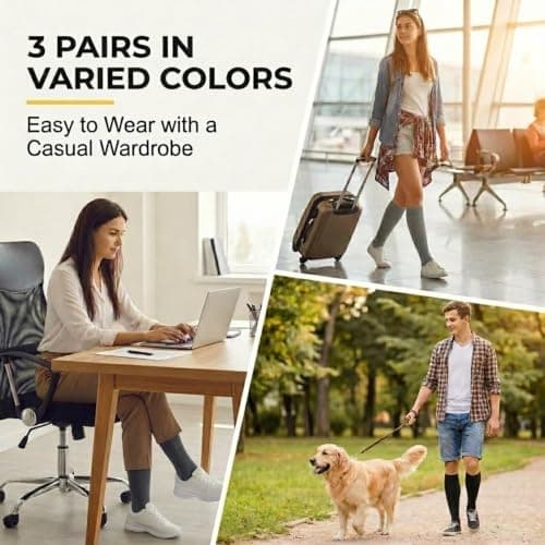 CAMBIVO Compression Socks for Men & Women, 8-15 mmHg Flight Socks, 3 Pairs — view 2