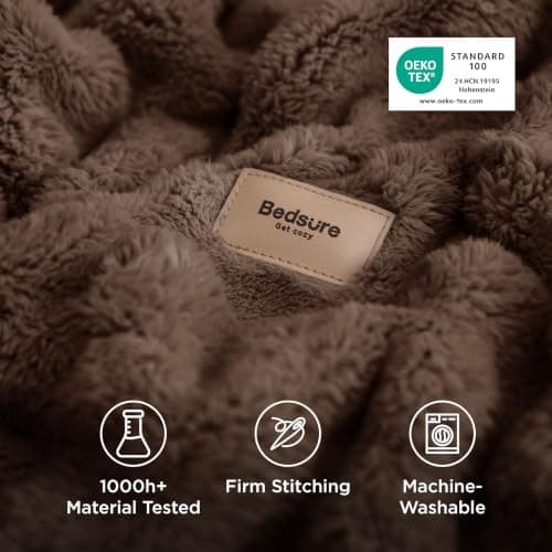 Bedsure Bubble Fleece Throw Blanket - Lightweight, Camel Brown, 130x150cm — view 6