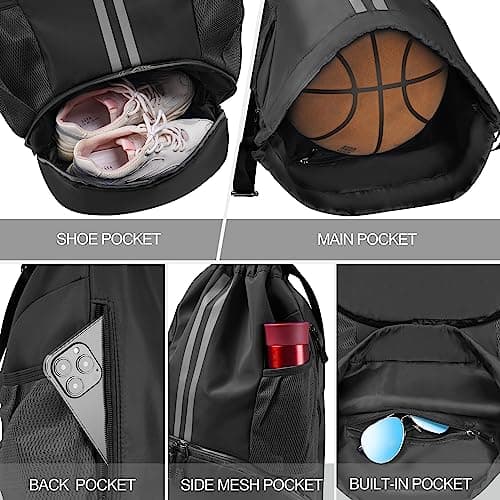 CHEPULA Drawstring Bags Black,PE Bags Drawstring Gym Bag,String Swimming Backpack with Shoe Compartment Suitable for Sports, School, Gym, Travel, Swimming and Holidays — view 3
