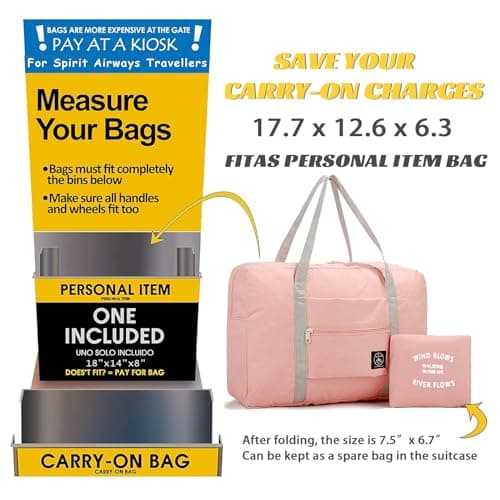 Travel Bag 12 Packes Carry on Luggage Foldable Duffel Bag Sports Gym Bag Weekender Overnight Bag Water Resistant Nylon Travel Duffel for Men Women (Pink 12PCS) — view 4