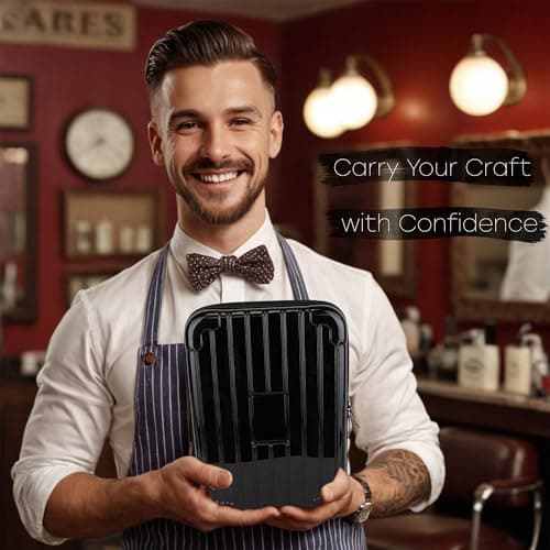 Eson Barber Tools Carry Case - Authentic Lockable Large Capacity Hair Dressing Kit Carry Case - Premium Barber Backpack for Professionals-Secure Hairdresser Tool Storage for Travel (Black) — view 4